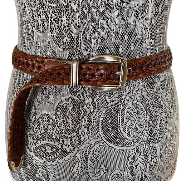 Fossil Genuine Leather Braided Belt With Silver Hardware Brown Style BT4485COG main image 4